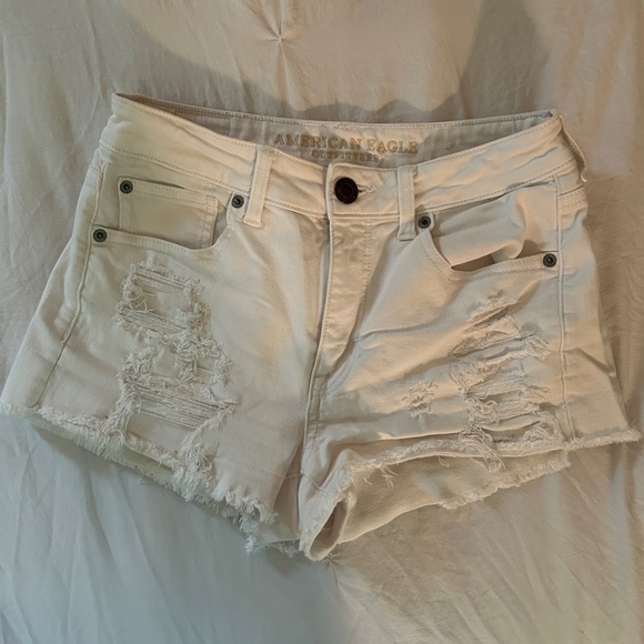American Eagle white denim stretch shorts - Picture 6 of 7